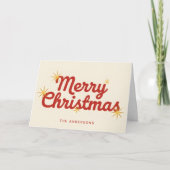 Midcentury Starburst Script Merry Christmas シーズンカード (正面)