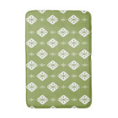 Midcentury Starbursts Diamonds Olive Green バスマット (正面縦)