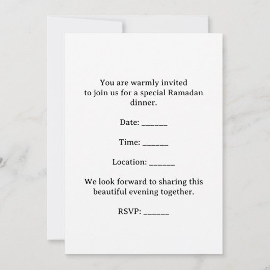 MIDDLE EASTERN dinner invitation postcard 招待状 (裏面)