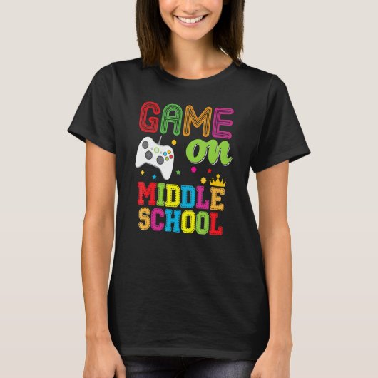 Middle Game On Video Console先生Kid Student B Tシャツ (正面)