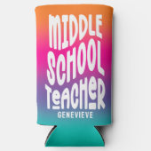Middle School Teacher Colorful Ombre スリム缶クーラー (正面)