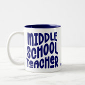 Middle School Teacher Dark Blue Typography ツートーンマグカップ (左)
