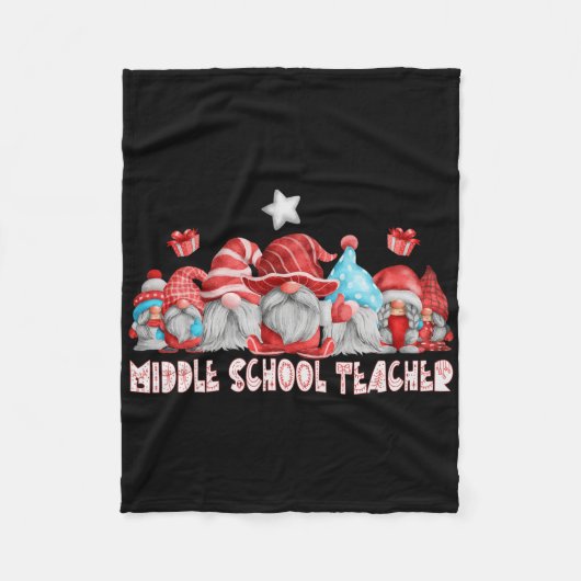 Middle School Teacher Job Christmas Gnome Ck To Sc フリースブランケット (正面)