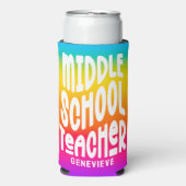 Middle School Teacher Rainbow Ombre スリム缶クーラー (Seltzer正面)
