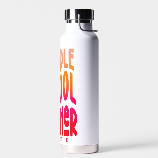 Middle School Teacher Red Orange Gradient  ウォーターボトル (左面)