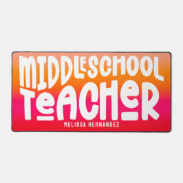 Middle School Teacher Text Design Orange Red Ombre デスクマット