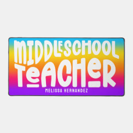 Middle School Teacher Text Design Rainbow Ombre デスクマット