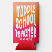 Middle Scool Teacher Red Orange Ombre スリム缶クーラー (裏面)