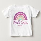 Middle Sister rainbow customizable name ベビーTシャツ (正面)