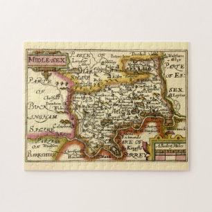Middlesex Middle-Sex County England Old Atlasの地図 ジグソーパズル