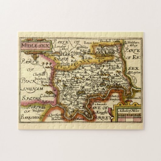 Middlesex Middle-Sex County England Old Atlasの地図 ジグソーパズル (横)