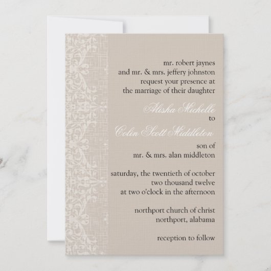 Middleton 招待状 (正面)