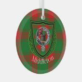 Middleton Scottish Clan Tartan & Crest ガラスオーナメント (正面右)
