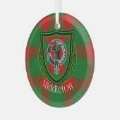Middleton Scottish Clan Tartan & Crest ガラスオーナメント (正面左)