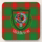 Middleton Scottish Clan Tartan & Crest コースター (正面)