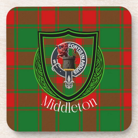 Middleton Scottish Clan Tartan & Crest コースター (正面)