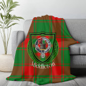 Middleton Scottish Clan Tartan Crest フリースブランケット