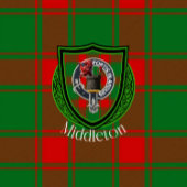 Middleton Scottish Clan Tartan Crest フリースブランケット