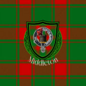 Middleton Scottish Clan Tartan Crest フリースブランケット