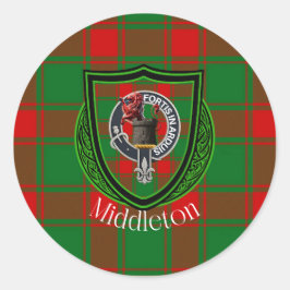 Middleton Scottish Clan Tartan & Crest ラウンドシール