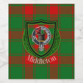 Middleton Scottish Clan Tartan & Crest ワインラベル (シングルラベル)