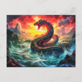 Midgard snake in the norhtern sea Viking mythology ポストカード