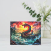 Midgard snake in the norhtern sea Viking mythology ポストカード (スタンド正面)