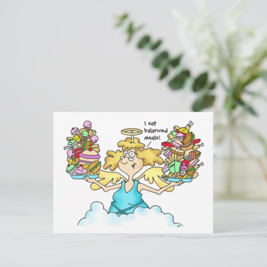 Midgeのダイエットの郵便はがき#8の釣り合った食事 ポストカード (スタンド正面)