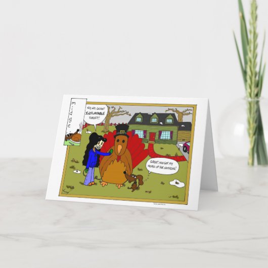 Midgeの膨脹可能なトルコの感謝祭の漫画カード シーズンカード (正面)