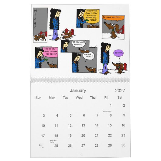Midge 2013年の「日曜日の漫画のカレンダー カレンダー (1月 2027)