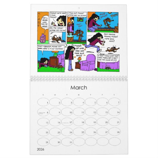 Midge 2016年の「日曜日の漫画のカレンダー カレンダー (3月 2026)