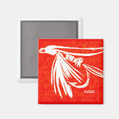 "Midge Red"マス・フライ・アート・マグネット マグネット (正面/裏面)