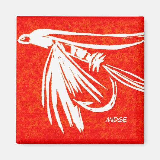"Midge Red"マス・フライ・アート・マグネット マグネット (正面)