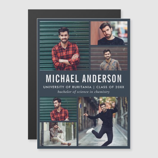 Midnight 6 Photo Chalkboard大学院発表 マグネット招待状 (正面/裏面)