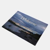 Midnight Alaska Sunset Welcome Doormat ドアマット (アングル)