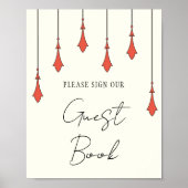 Midnight Autumn Wedding Guest Book Sign ポスター (正面)