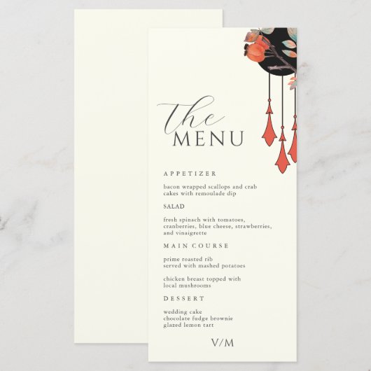 Midnight Autumn Wedding Invitation Wedding メニュー (正面/裏面)