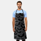 Midnight Bat Swarm Apron – Dark Grey & Black エプロン (着用した状態)
