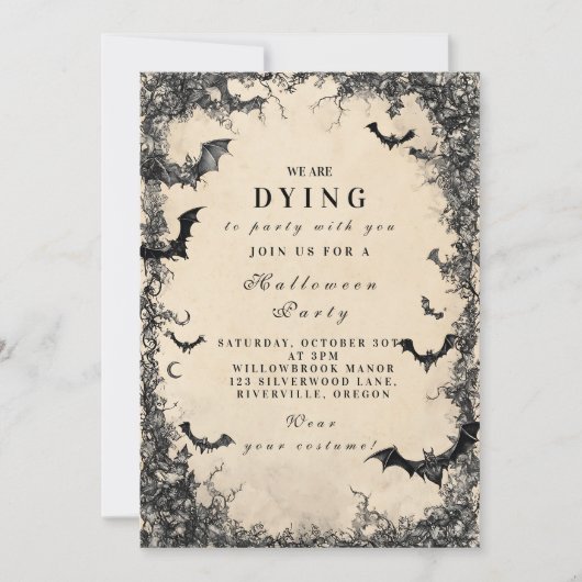 Midnight Bats Haunted Halloween 招待状 (正面)