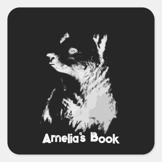 Midnight Bear Cub Book Stticker スクエアシール (正面)