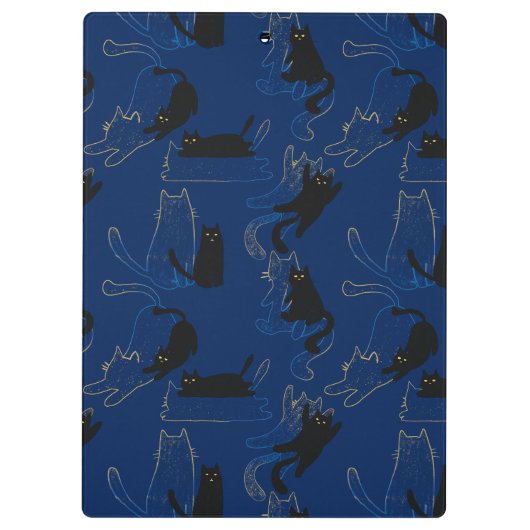 Midnight Black Cats– modern minimal Pattern クリップボード (裏面)