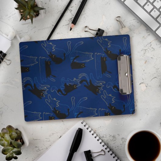 Midnight Black Cats– modern minimal Pattern クリップボード