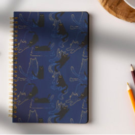 Midnight Black Cats– modern minimal Pattern ノートブック