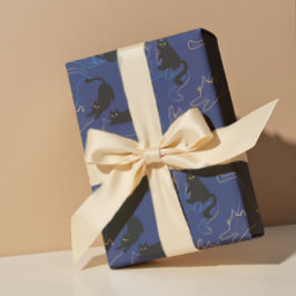 Midnight Black Cats– modern minimal Pattern ラッピングペーパーシート