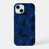 Midnight Black Cats– modern minimal Pattern iPhone 15ケース (裏面)