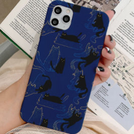 Midnight Black Cats– modern minimal Pattern iPhone 15ケース