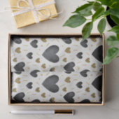 Midnight Black & Gold Glitter Watercolor Hearts 薄葉紙 (ギフト)