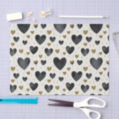 Midnight Black & Gold Glitter Watercolor Hearts 薄葉紙 (クラフト)