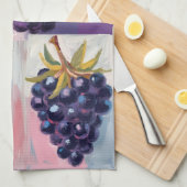 Midnight Black grapes on textured background キッチンタオル (四つ折り)