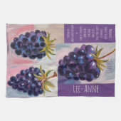Midnight Black grapes on textured background キッチンタオル (横)